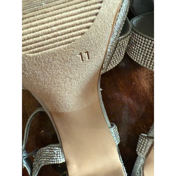 Maripe Silver Open Toe Chunky High Heel Rhinestone Platform Sandals size 11 - Picture 5 of 9